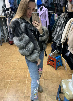 Куртка з хутром чорнобурки ❄️3 фото