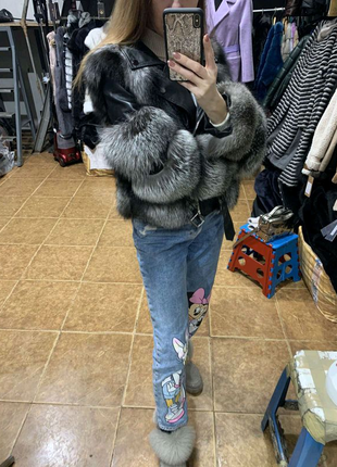 Куртка з хутром чорнобурки ❄️5 фото