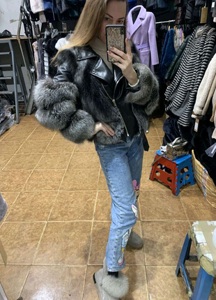 Куртка з хутром чорнобурки ❄️7 фото