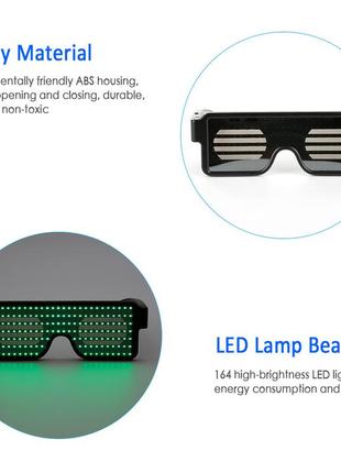 Червоні світлодіодні окуляри із вбудованим акумулятором resteq, 8 режимів роботи. світлодіодні led el окуляри5 фото