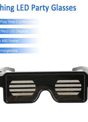 Червоні світлодіодні окуляри із вбудованим акумулятором resteq, 8 режимів роботи. світлодіодні led el окуляри10 фото