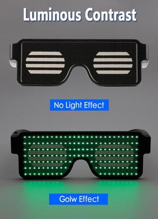 Червоні світлодіодні окуляри із вбудованим акумулятором resteq, 8 режимів роботи. світлодіодні led el окуляри9 фото