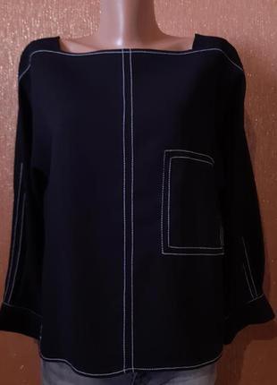 Zara красивая чёрная блуза с контрастными швами размер 10-12 zara