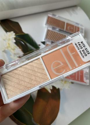 Elf bite size face duo. набір рум'яна і хайлайтер white peach.