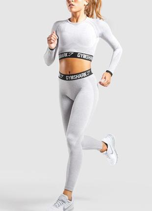 Лосины gymshark flex v3 leggings джимшарк (light grey marl) xs2 фото