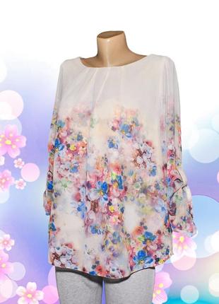 Блуза-туніка квітковий принт для пишних форм