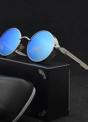 Солнцезащитные круглые очки в стиле стимпанк оправа из метала.4 фото