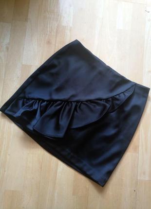 Атласная юбка с воланом2 фото
