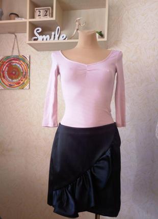 Атласная юбка с воланом4 фото