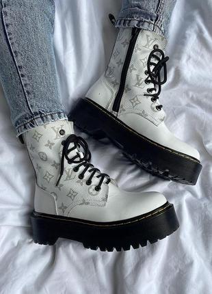 Ботинки dr. martens jadon louis vuitton белые (др. мартинс жадон луи виттон, черевики)2 фото