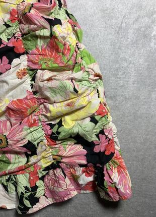 Zara короткое платье с цветочным принтом8 фото