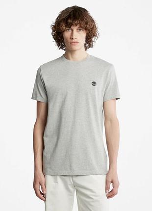 Базова футболка timberland logo organic cotton slim fit t-shirt grey1 фото