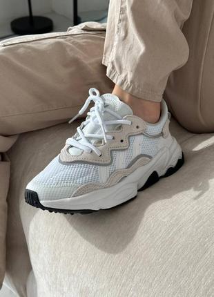 Текстильні кросівки adidas ozweego white beige