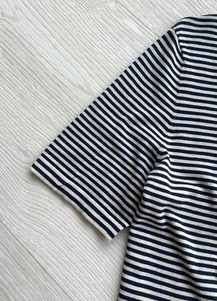 Шикарна футболка cos stripe regular fit cotton/linen t-shirt navy/white3 фото