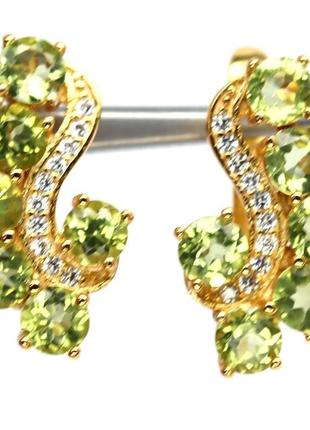 Серьги серебро 925 натуральный перидот