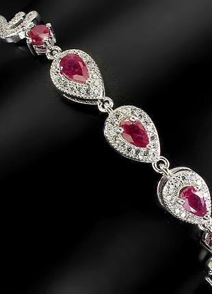 Браслет серебро 925 натуральный рубин