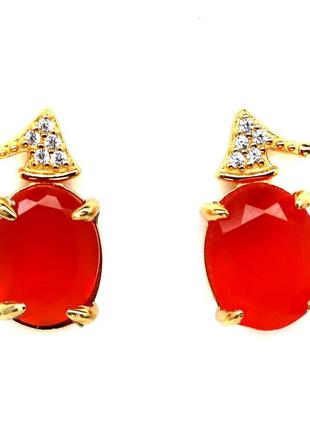 Серьги серебро 925 натуральный сердолик
