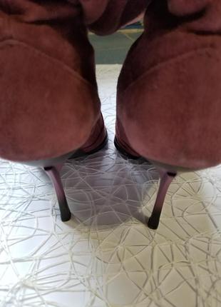 Винтажные сапожки из розовой замши ferde италия /острый носок/24.5 см стелька8 фото