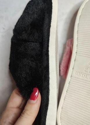 Тапочки жіночі домашні пухнасті капці для дому зручні рожеві сірі чорні відкриті