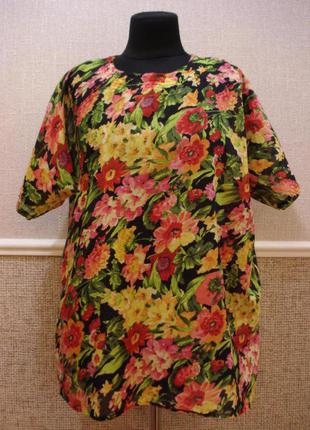 Летняя кофточка блуза коротким рукавом туника с принтом большого размера 16/181 фото