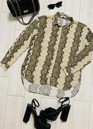 Женская стильная рубашка-блуза в змеиный принт от mango1 фото