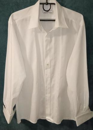 Классическая сорочка рубашка party time белая потайная застёжка под запонки1 фото