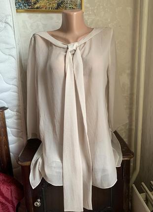 Шелковая «голая» прозрачная блуза нюд пыльник в подарок