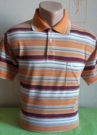 Фирменная футболка поло оранжевого цвета в полоску pierre cardin made in europe