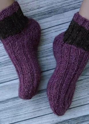 Вовняні шкарпетки 36-37 р - в'язані шкарпетки для дому - теплі зи5 фото