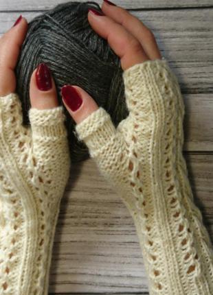 Рукавички без пальців жіночі рукавиці - в'язані рукавиці3 фото