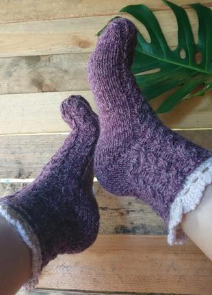 Вовняні шкарпетки з ажурною оборкою ідея для подарунка5 фото