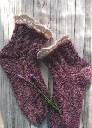 Вовняні шкарпетки з ажурною оборкою ідея для подарунка1 фото