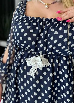 Жіноча шифонова сукня в горошок8 фото