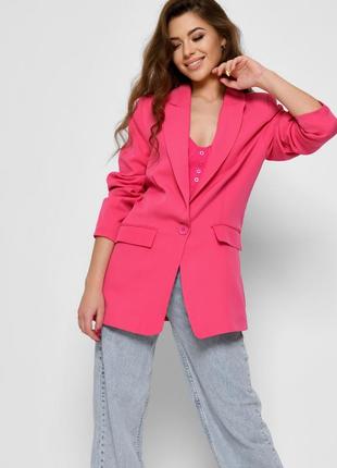 Подовжений жіночий піджак яскраво-рожевий | 79817