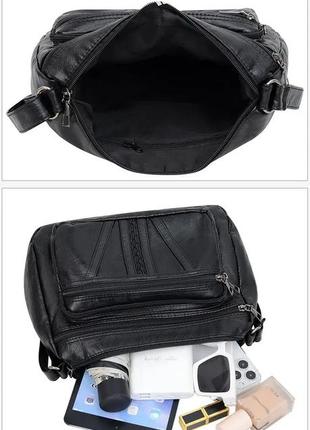 Женская сумка кросс-боди кожаная virginia повседневная искусственная кожа черная эко-кожа4 фото