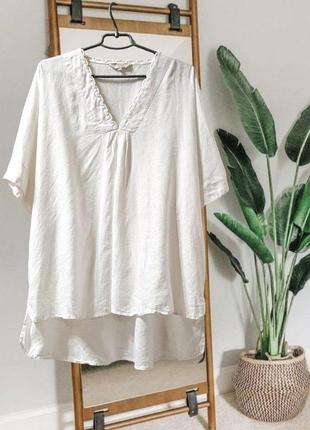 Белая летняя блуза-рубашка из льна modern rarity оверсайз2 фото