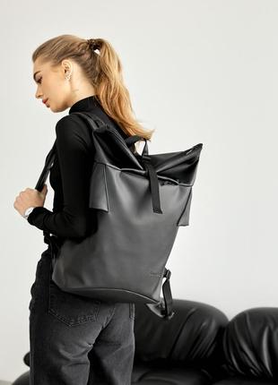 Жіночий рюкзак ролл sambag rolltop kzn чорний4 фото