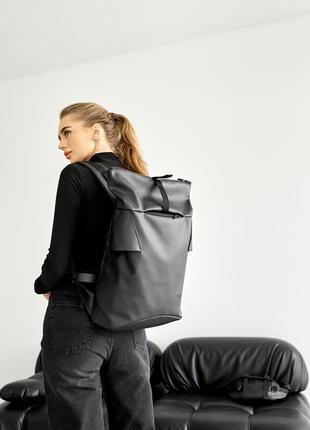 Жіночий рюкзак ролл sambag rolltop kzn чорний5 фото