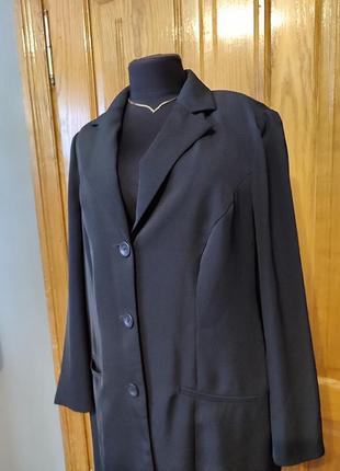 Пиджак черный длинный батал2 фото