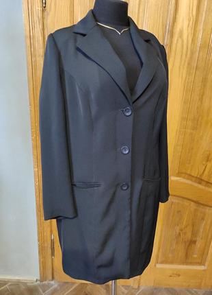Пиджак черный длинный батал6 фото
