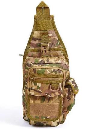 Рюкзак однолямковий тактичний silver knight мультикам rt-184 10 л,чоловіча сумка-слінг армійська плечова