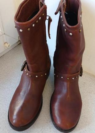 Демісезонні чоботи черевики 35 шкіряні коричневі  маленький розмір подросткові жіночі дитячі3 фото