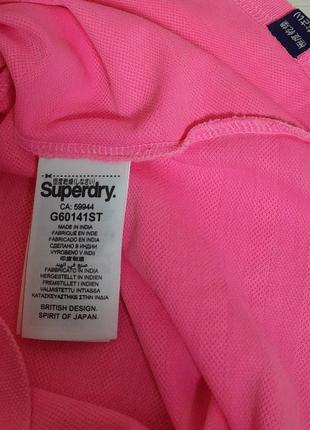 Ярчайшая хлопковая футболка поло розового цвета superdry made in india6 фото