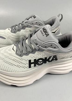 Кроcівки hoka one one mens bondi 8 light gray running shoes