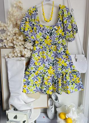 Коасивое платье качественная ткань с лимонным узором5 фото