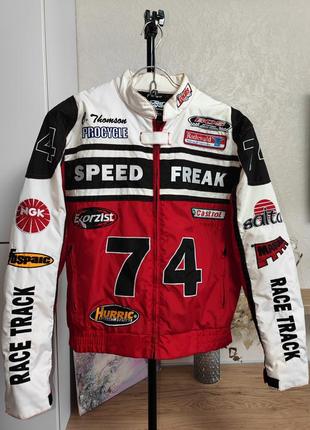 Вінтажна мотокуртка fast lane speed freak mtr racing bomber jacket vintage 90s