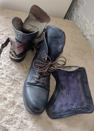 As98 airstep шкіряні італійські темно-сині байкерські черевики до щиколотки 8,5сша 39ес6 фото