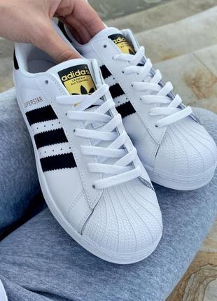 Кроссовки adidas superstar white black6 фото