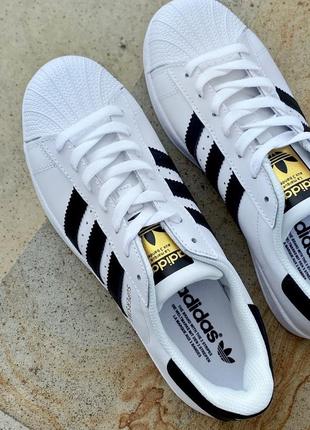 Кроссовки adidas superstar white black5 фото