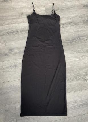 Сукня чорна на бретельках пряма1 фото